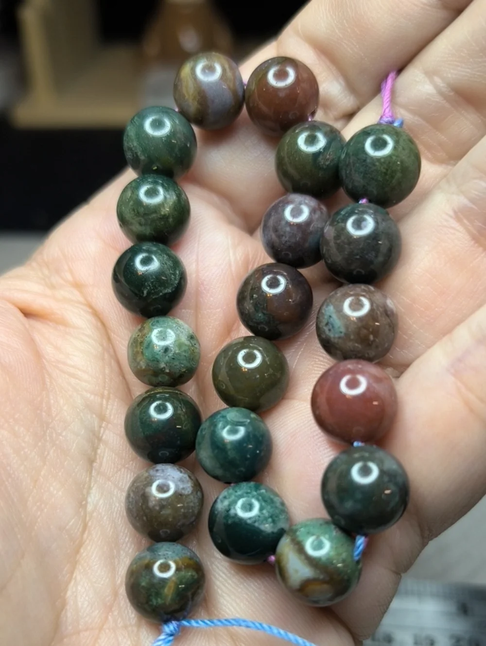 #2- 10mm Indian Agate Gemstone Beads - 8 Inch Strand